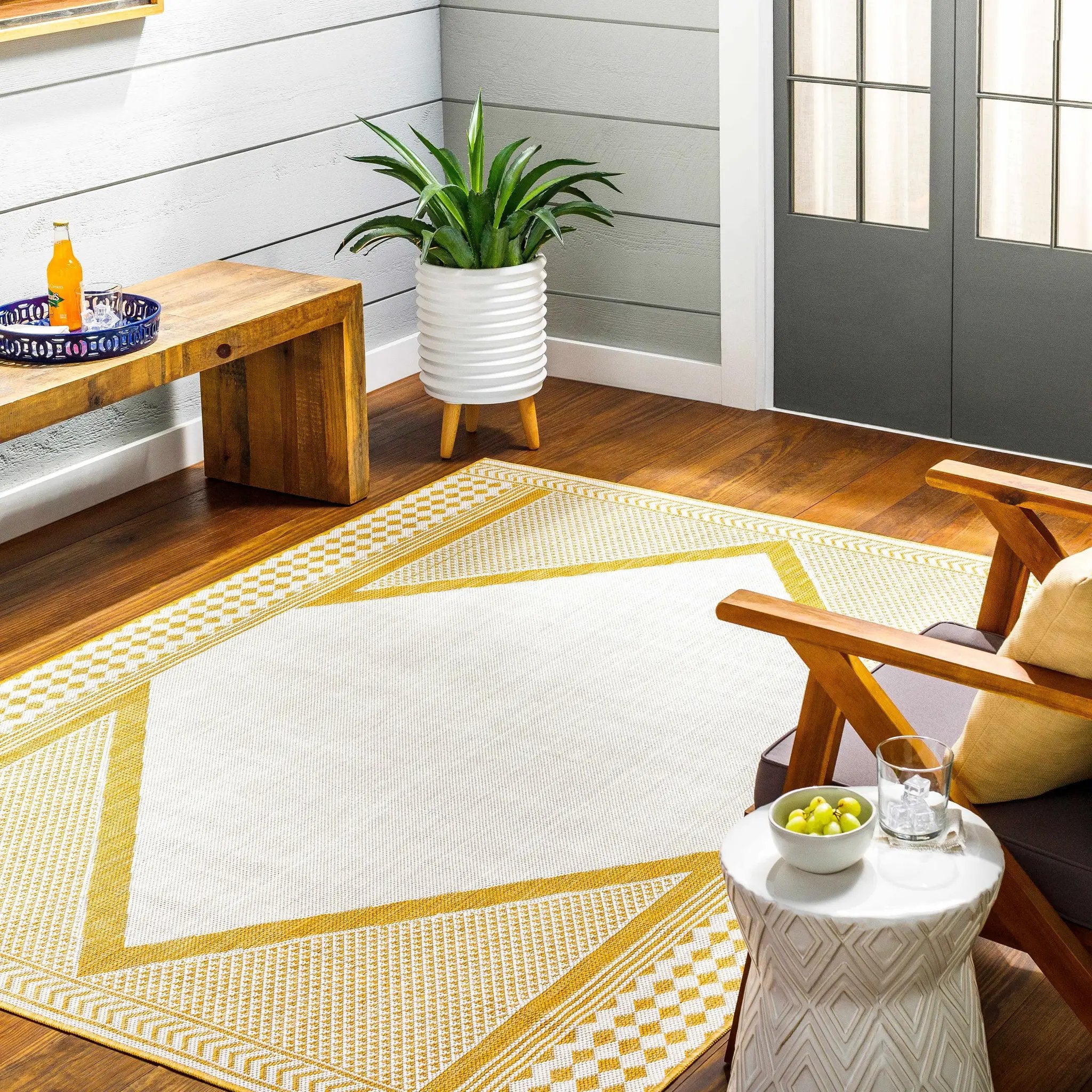 Efrem Mustard Outdoor Carpet Area Rug - Clearance by Boutique Rugs