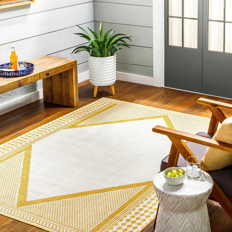 Efrem Mustard Outdoor Carpet Area Rug - Clearance by Boutique Rugs