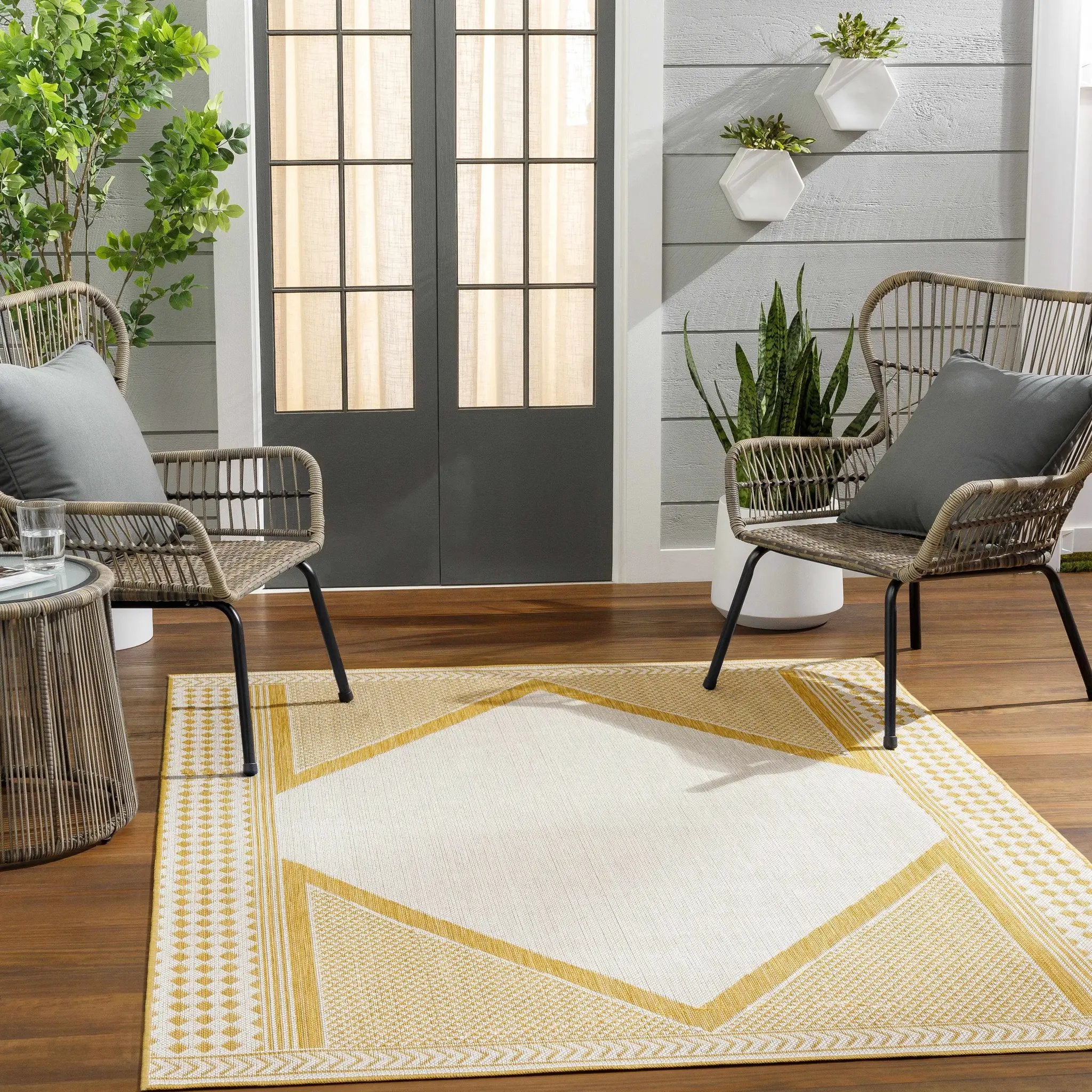 Efrem Mustard Outdoor Carpet Area Rug - Clearance by Boutique Rugs