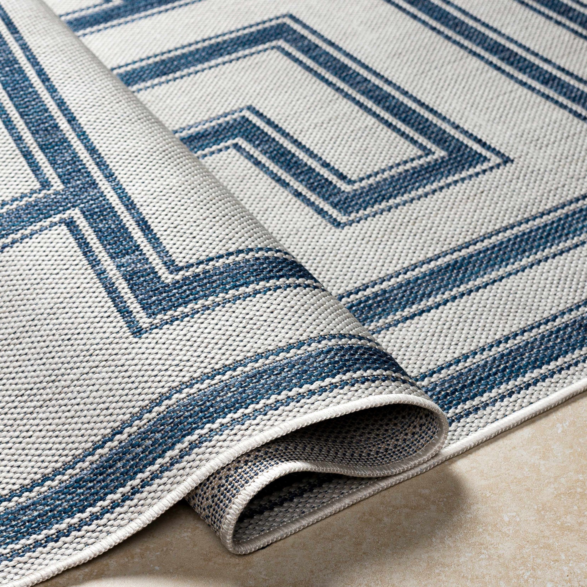 Taro Blue & Gray Outdoor Area Rug - Clearance by Boutique Rugs
