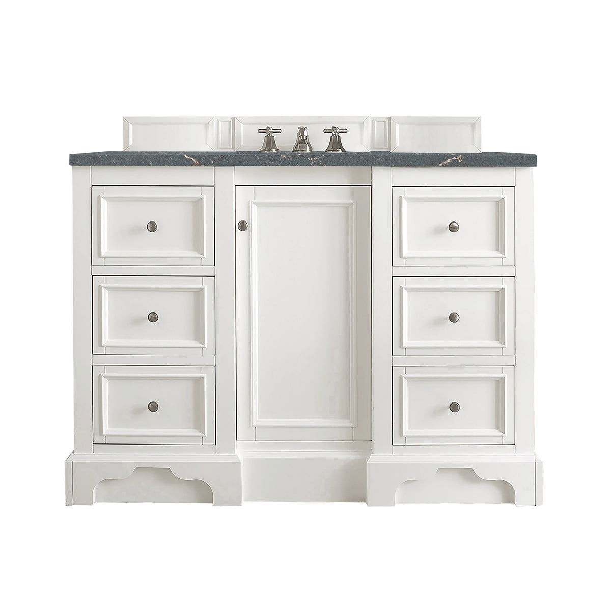 James Martin De Soto 48" Single Bathroom Vanity, Bright White with Parisien Bleu countertop