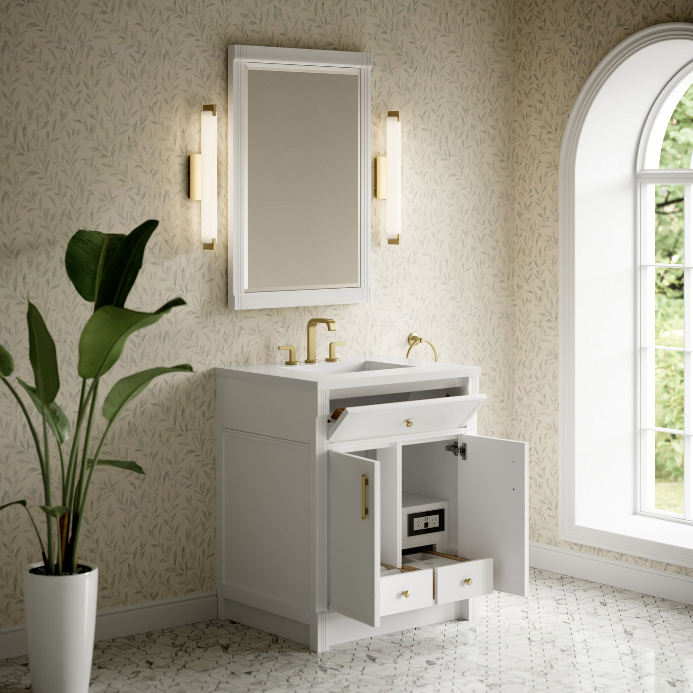 James Martin Bellshire 30" Single Bathroom Vanity, Bright White by James Martin