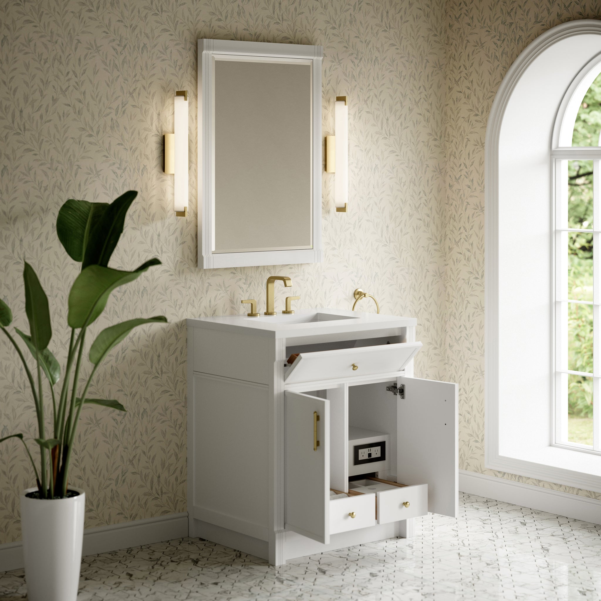 James Martin Bellshire 30" Single Bathroom Vanity, Bright White by James Martin