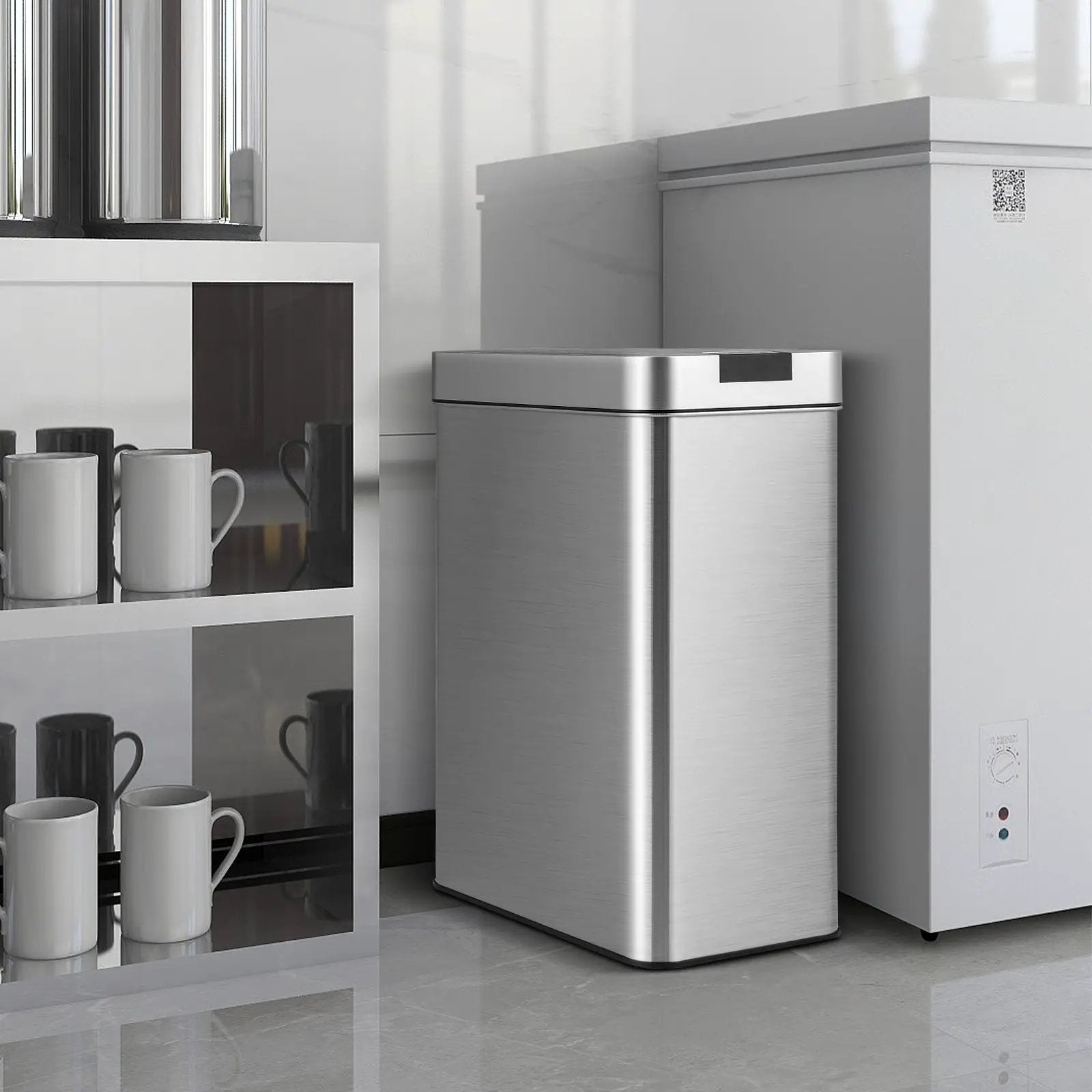 13.2 Gal Slim Kitchen Trash Can with Wing Lids and Stainless Steel Frame by DirectDeals