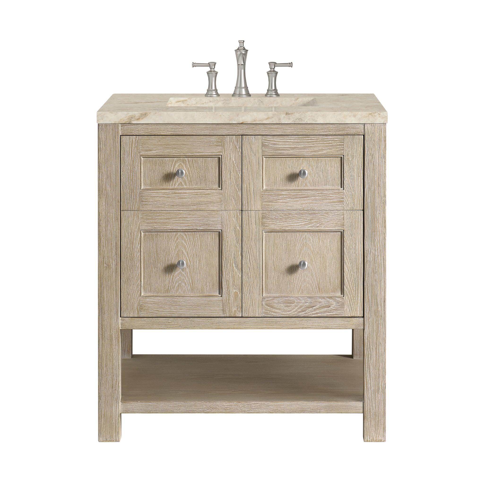James Martin Breckenridge 30" Single Bathroom Vanity, Whitewashed Oak with Tajnar countertop