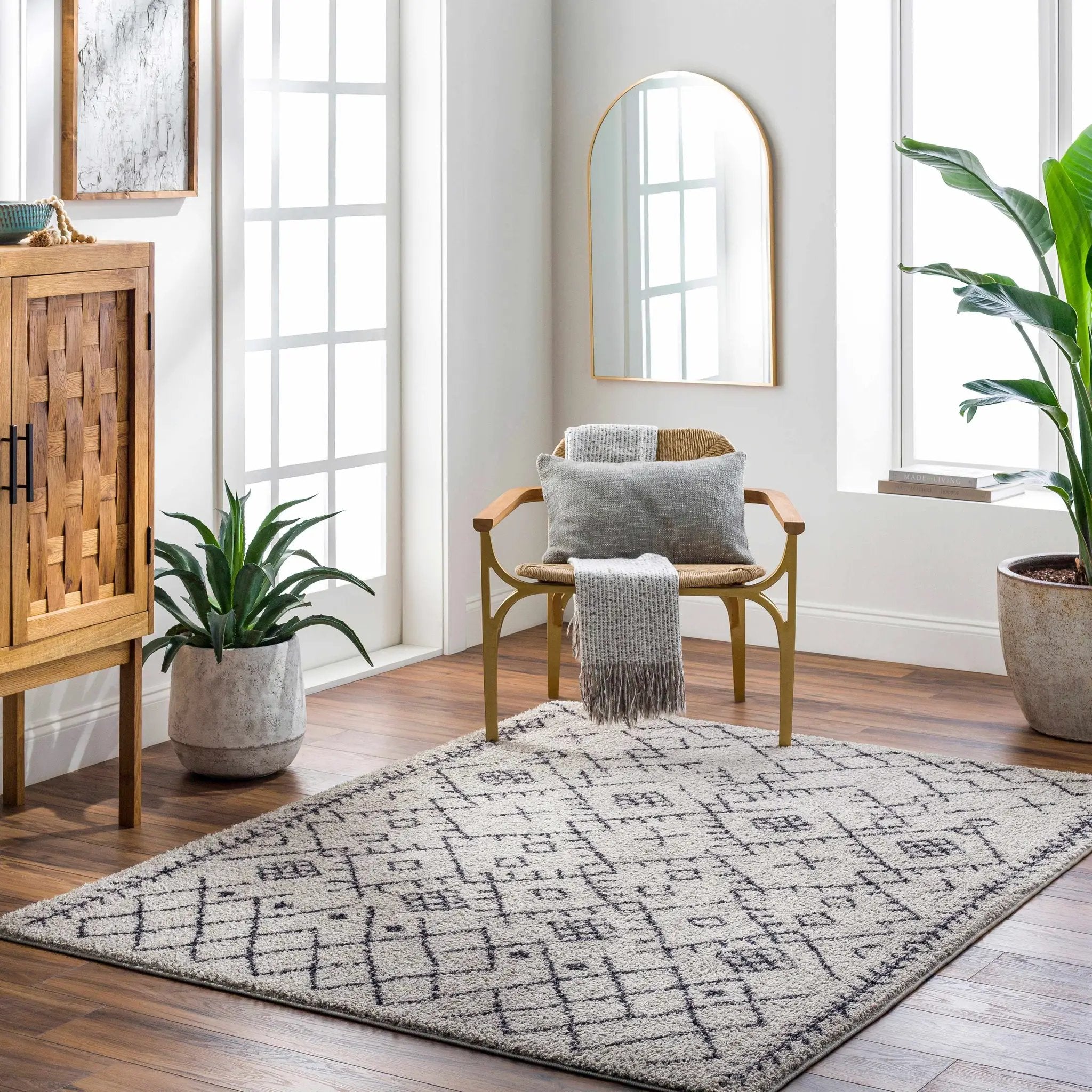 Elyes Gray Washable Area Rug - Clearance by Boutique Rugs