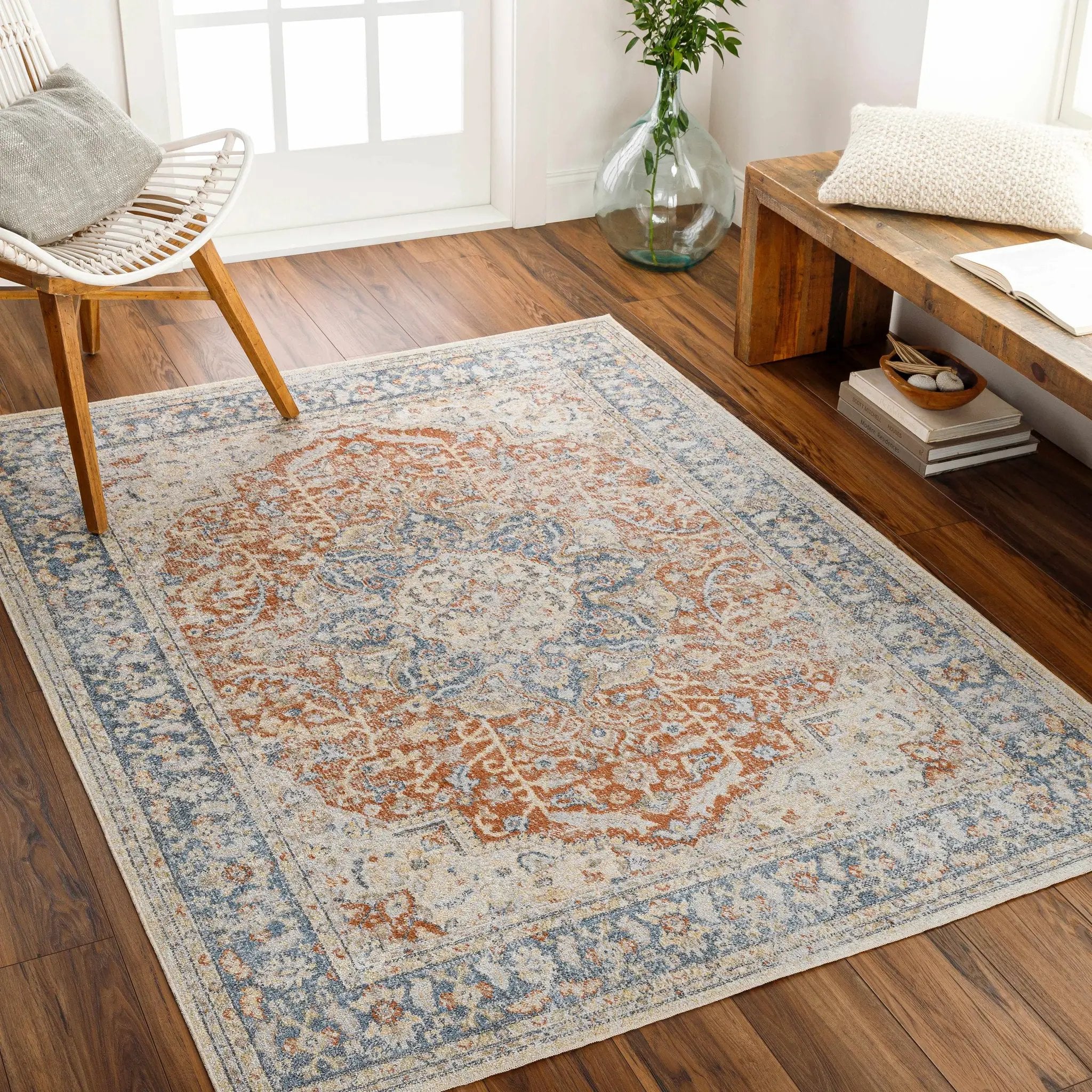 Emke Rust Washable Area Rug - Clearance by Boutique Rugs