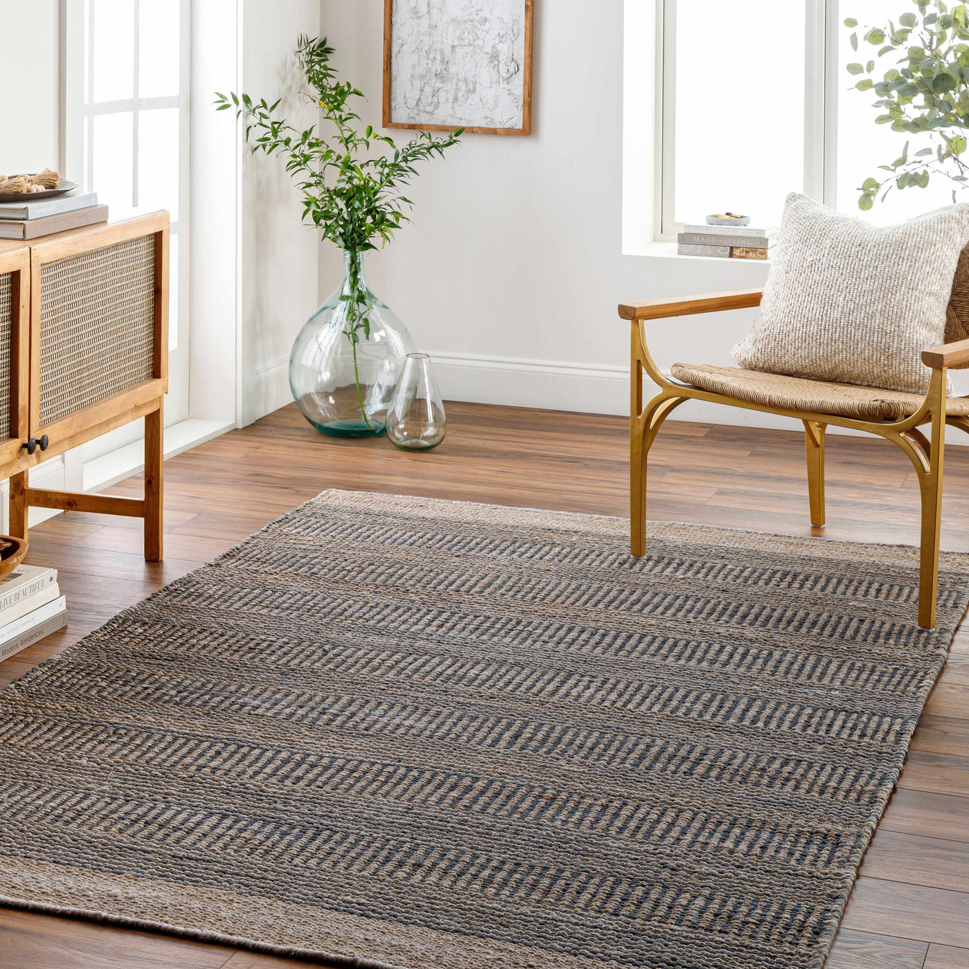 Navy Elle Jute Rug by Boutique Rugs