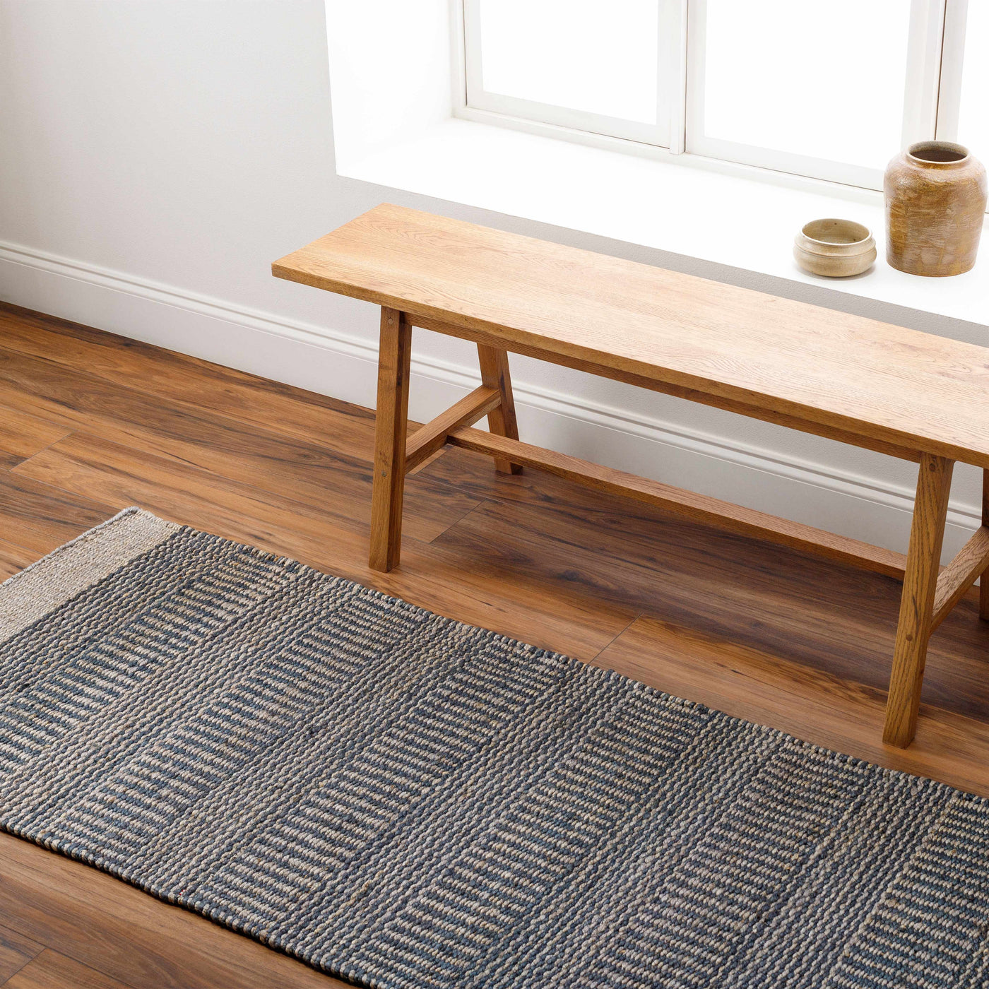 Navy Elle Jute Rug by Boutique Rugs