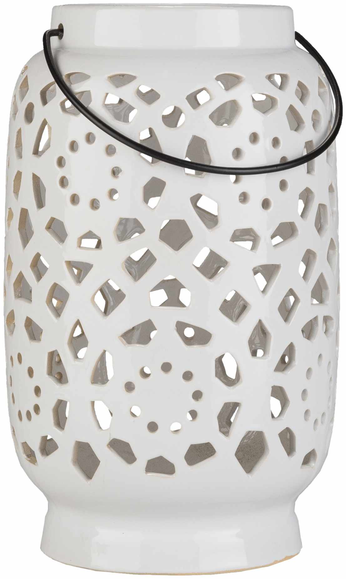 Sloughhouse White Ceramic Outdoor Lantern by Boutique Rugs