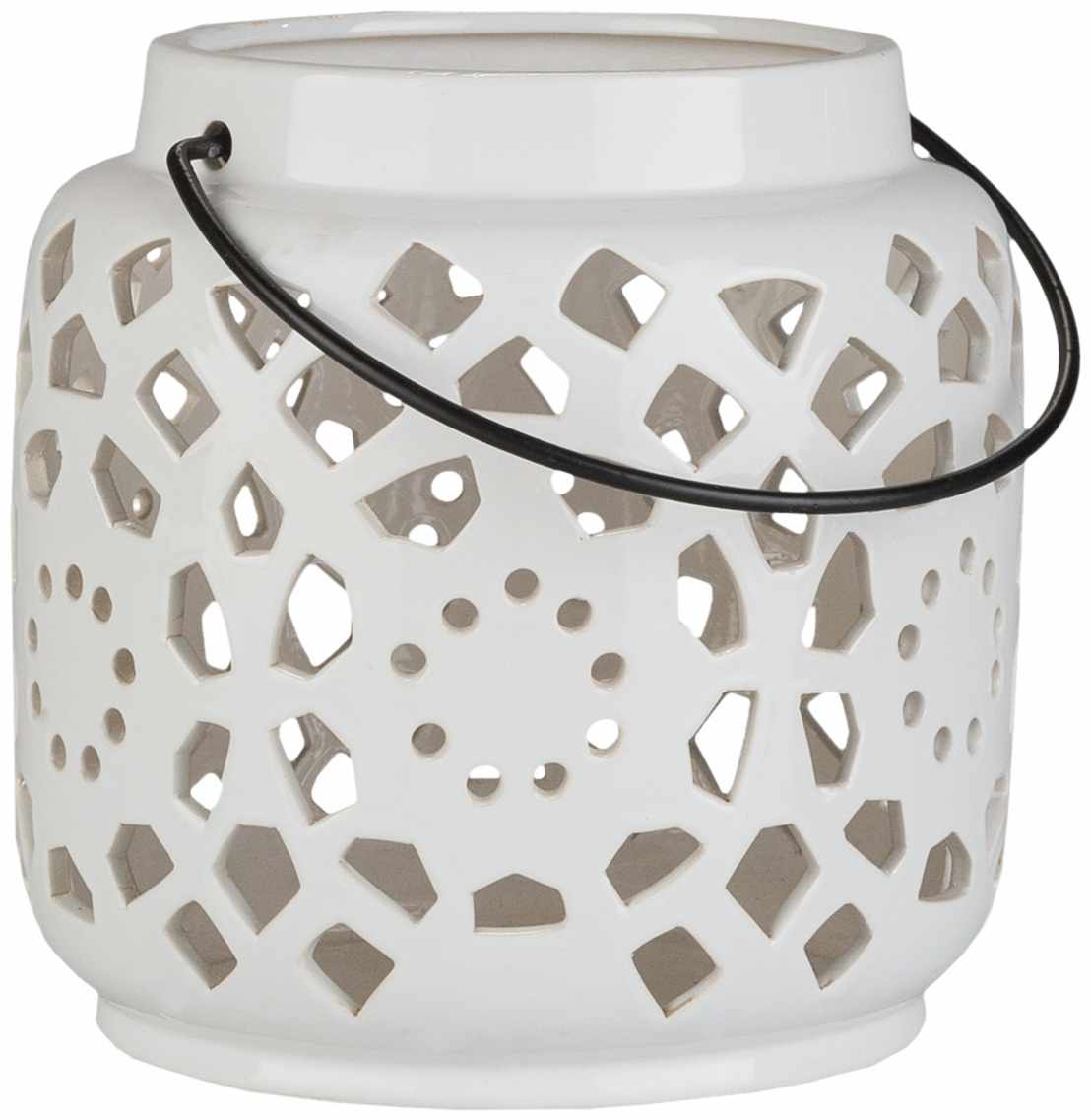Sloughhouse White Ceramic Outdoor Lantern by Boutique Rugs