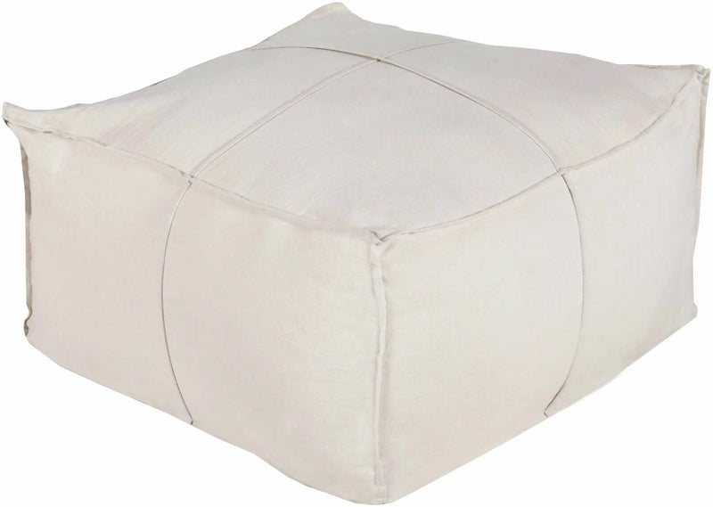Friendsville Solid & Striped Ivory Pouf by Boutique Rugs