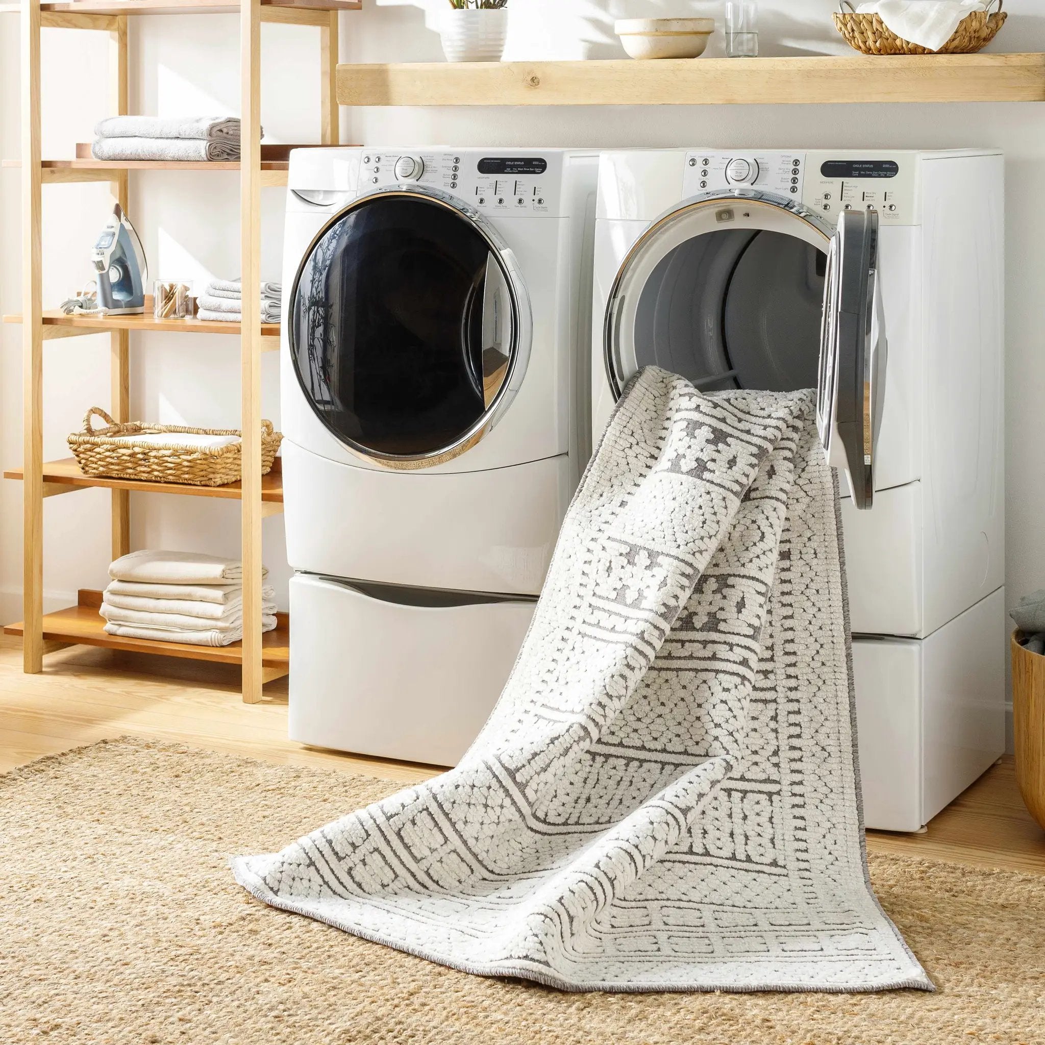 Bahar Cream & Gray Washable Area Rug - Clearance by Boutique Rugs