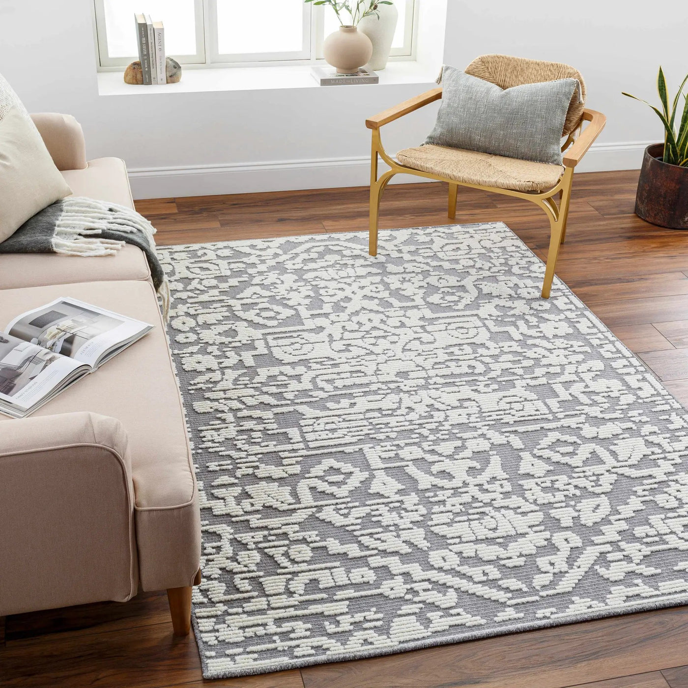 Beren Gray Washable Area Rug - Clearance by Boutique Rugs