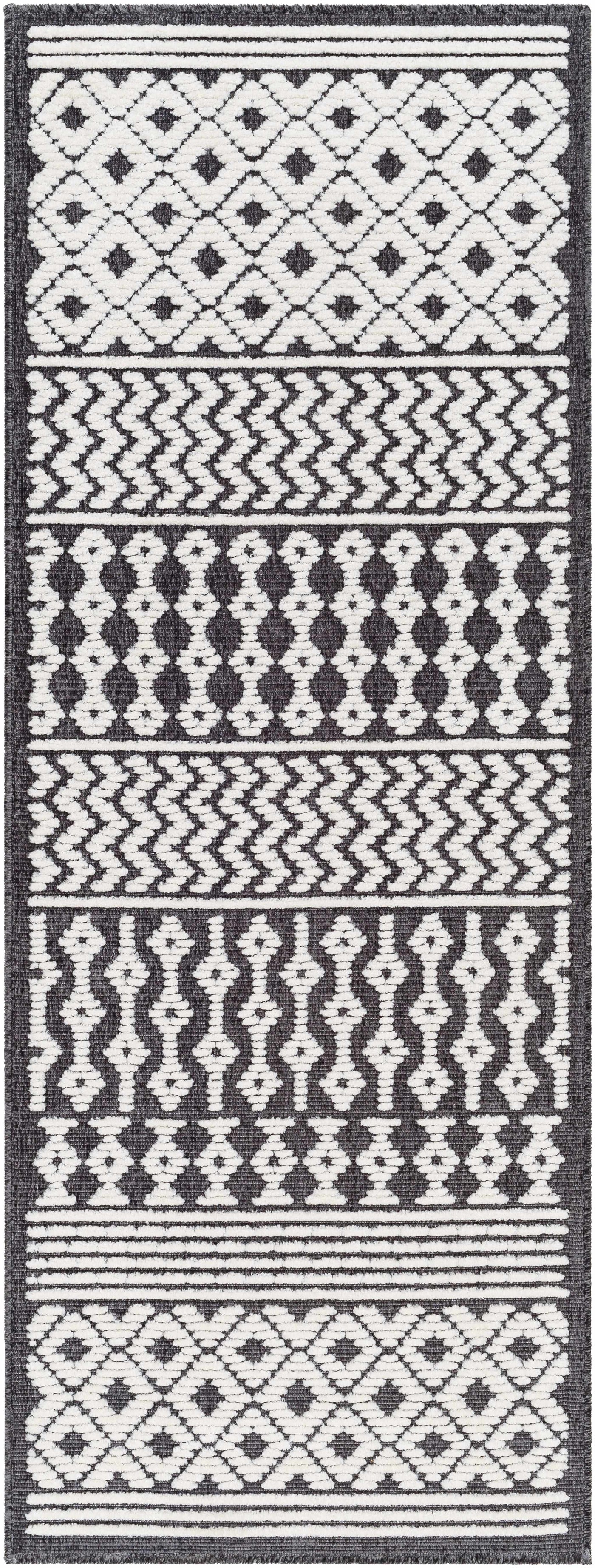 Drago Black Trellis Washable Rug - Clearance by Boutique Rugs