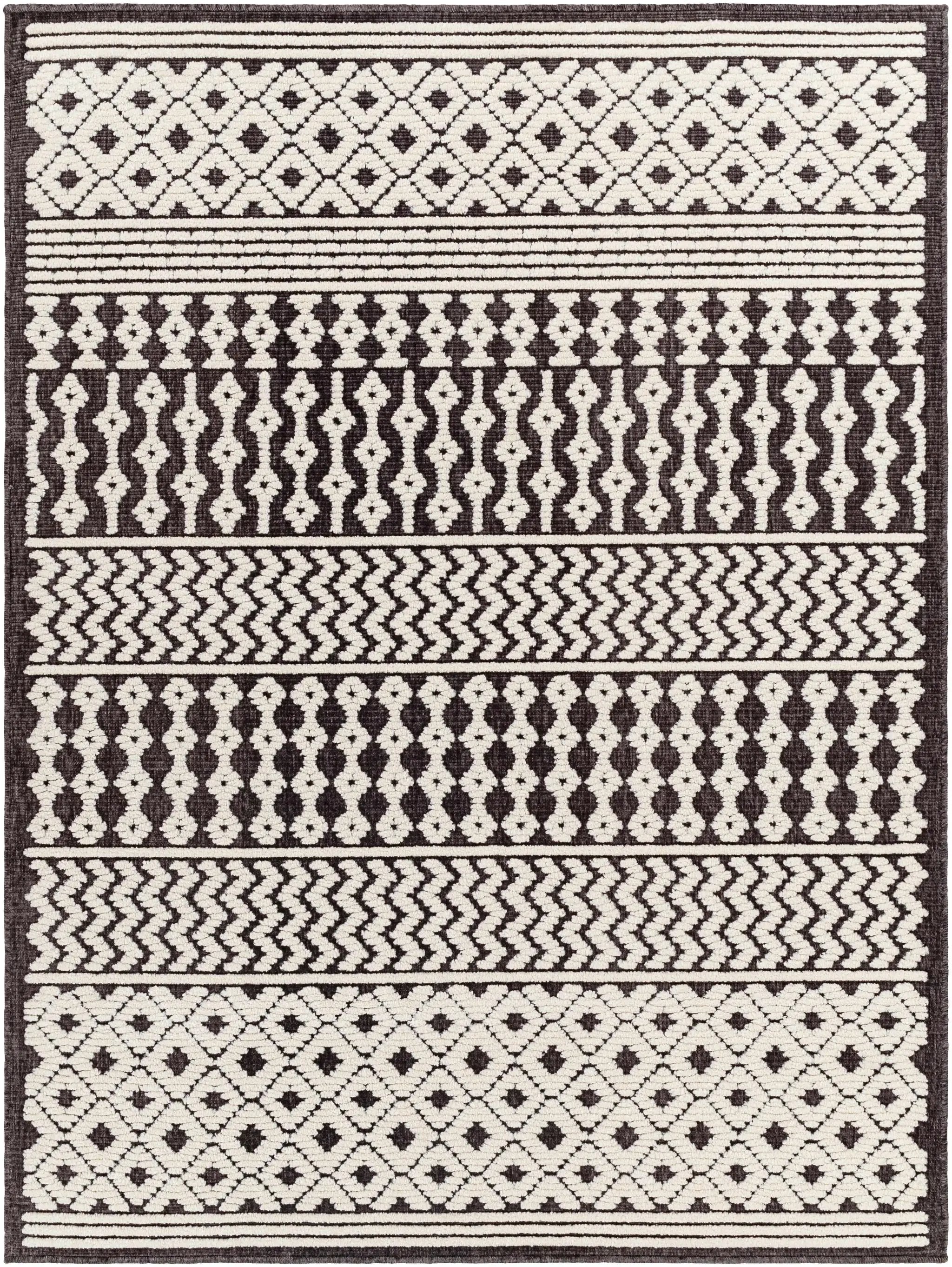 Drago Black Trellis Washable Rug - Clearance by Boutique Rugs
