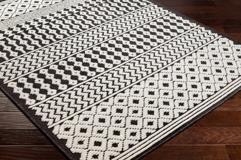 Drago Black Trellis Washable Rug - Clearance by Boutique Rugs