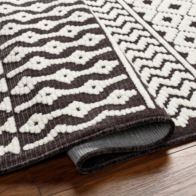 Drago Black Trellis Washable Rug - Clearance by Boutique Rugs