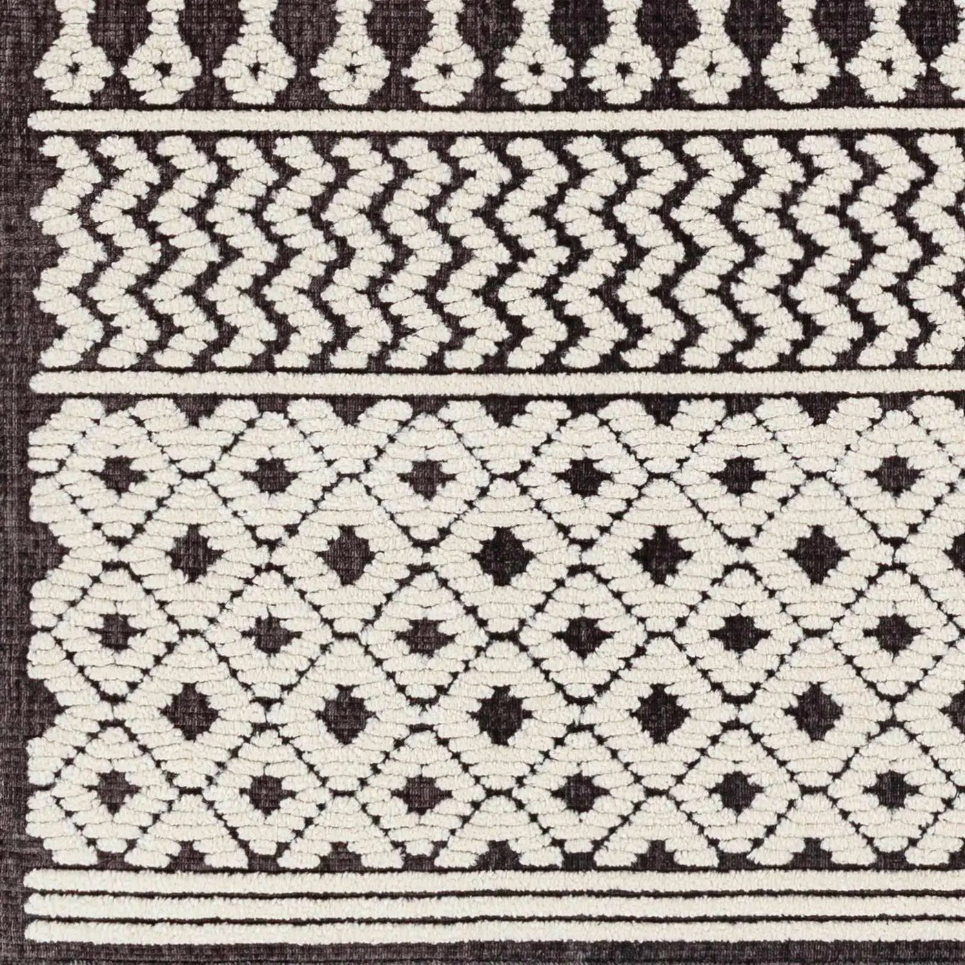 Drago Black Trellis Washable Rug - Clearance by Boutique Rugs
