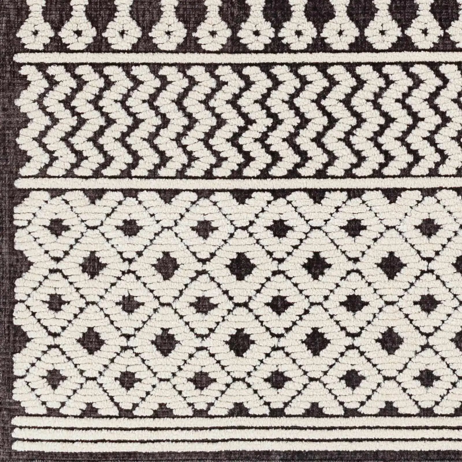 Drago Black Trellis Washable Rug - Clearance by Boutique Rugs