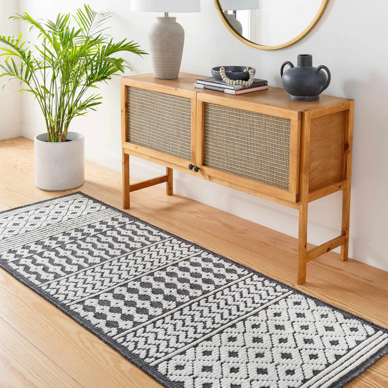 Drago Black Trellis Washable Rug - Clearance by Boutique Rugs