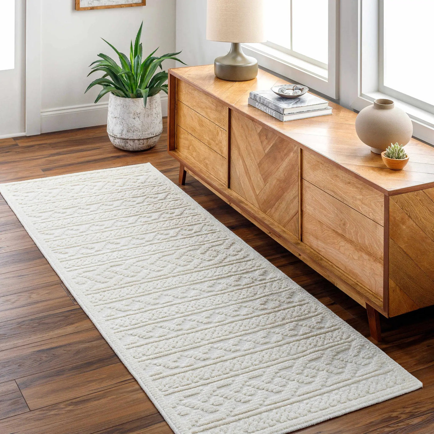 Fadey White 3D Washable Rug by Boutique Rugs