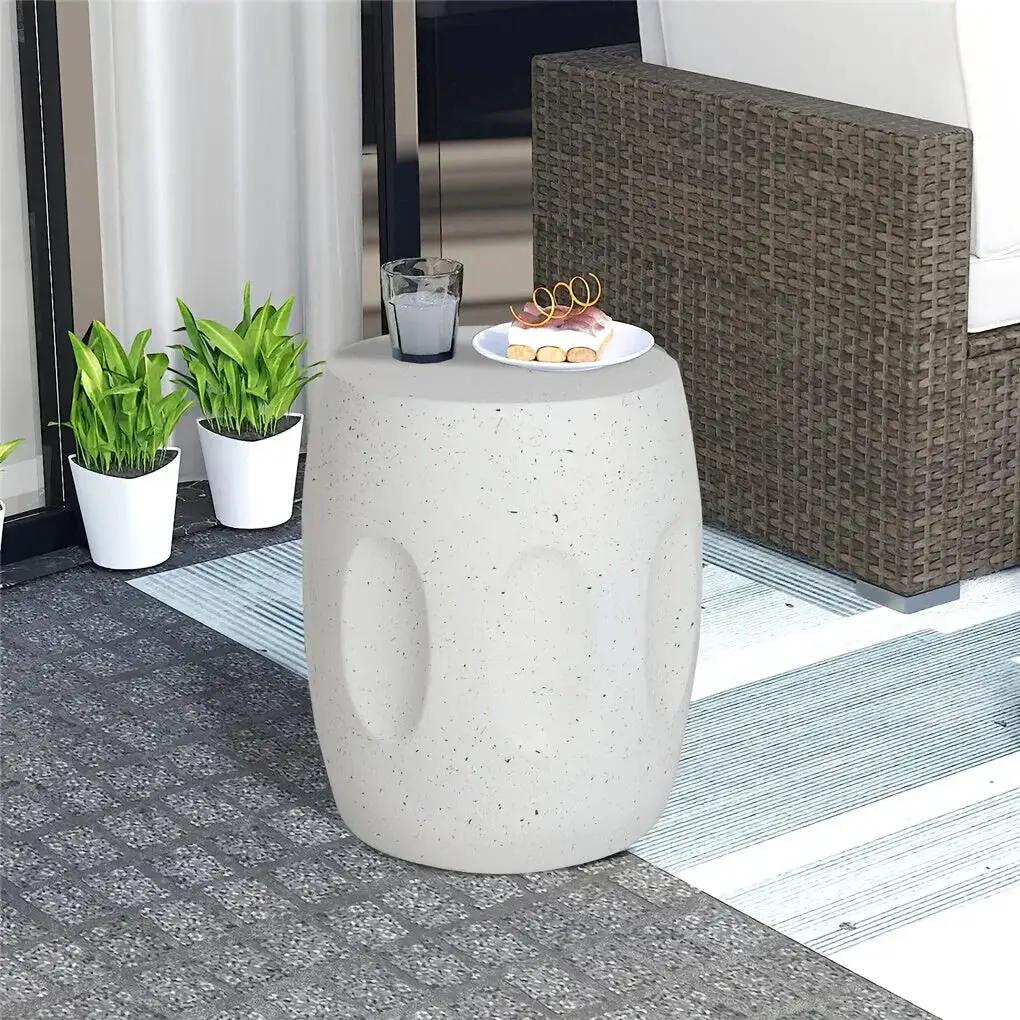 Modern Concrete Drum Side Table – Indoor & Outdoor Accent End Table by House Of Avana