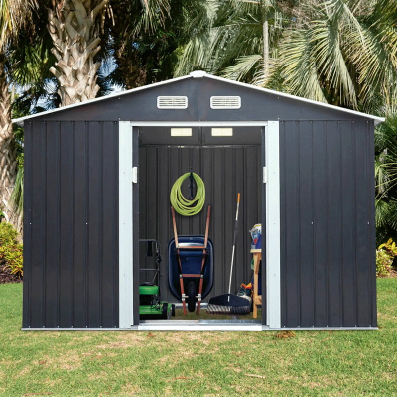 [04X07FT] Alora Small Outdoor Garden Backyard Storage Tool Shed W/ Sliding Door (SAK59938) by SAKSBY WHOLESALE