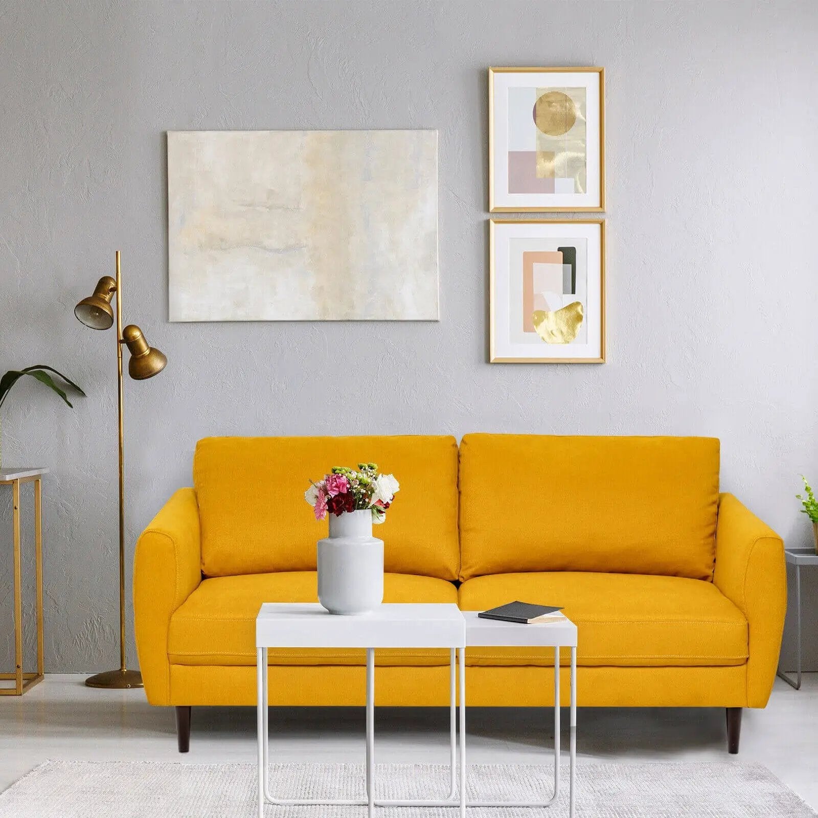72 Inch Small Fabric Loveseat Sofa Couch with Wood Legs by DirectDeals
