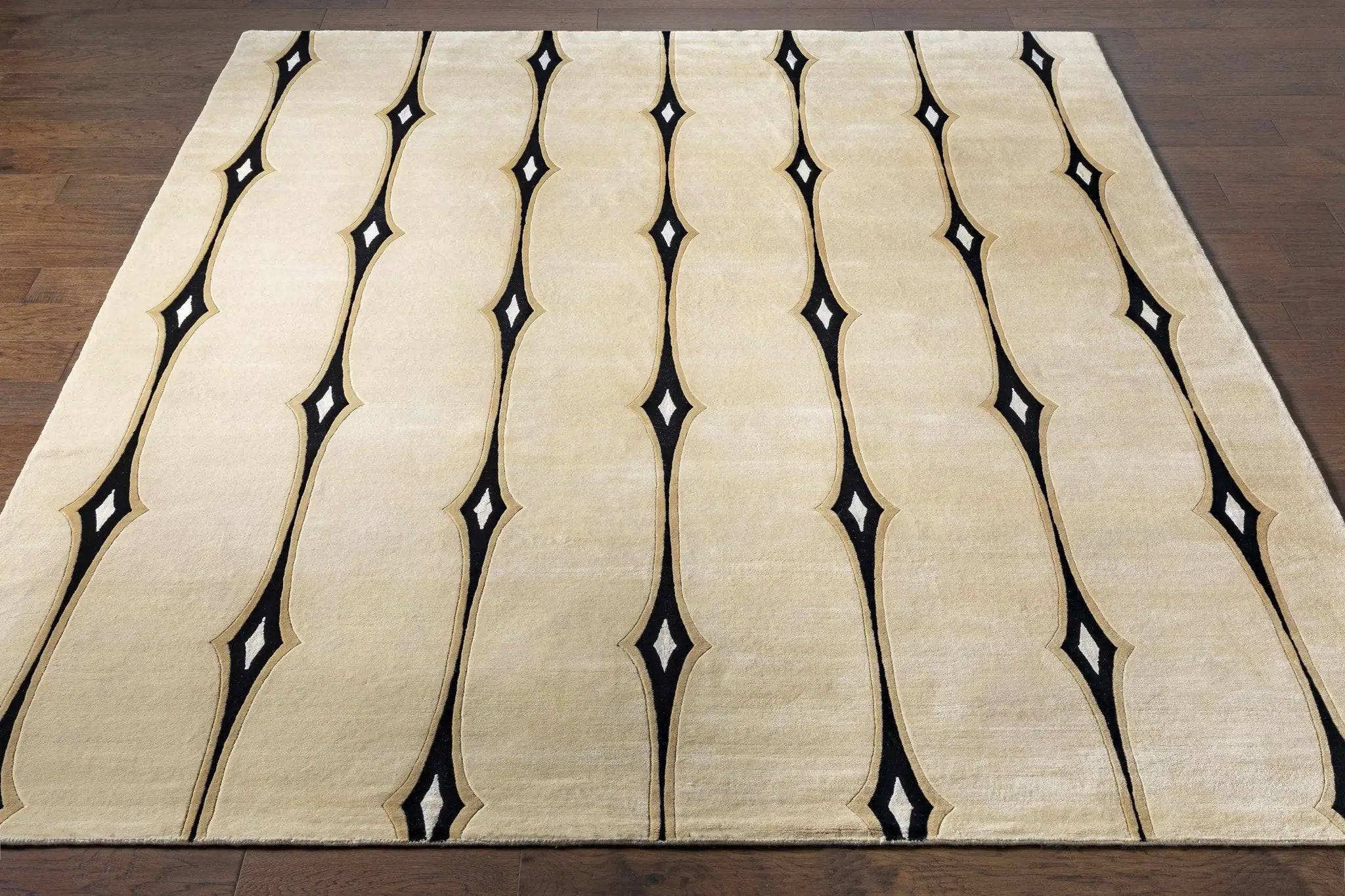 Smartt Beige&Black Premium Wool Rug - Clearance by Boutique Rugs