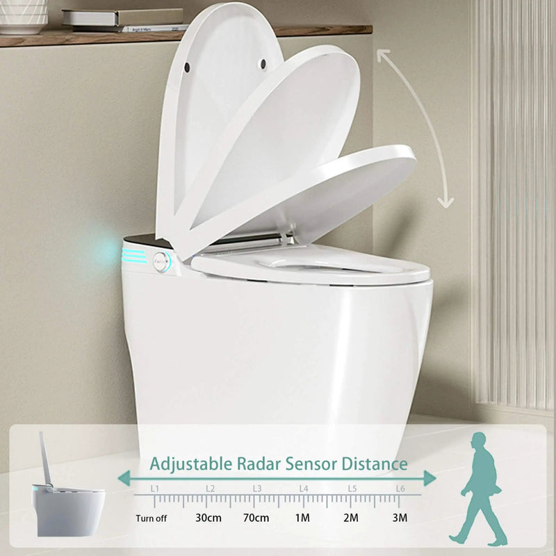 Nuvia Smart Auto Dual Flush Tankless Toilet With Heated Bidet, Auto Open And Close (SAK37415) by SAKSBY WHOLESALE