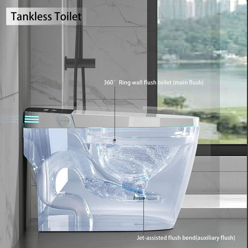 Nuvia Smart Auto Dual Flush Tankless Toilet With Heated Bidet, Auto Open And Close (SAK37415) by SAKSBY WHOLESALE