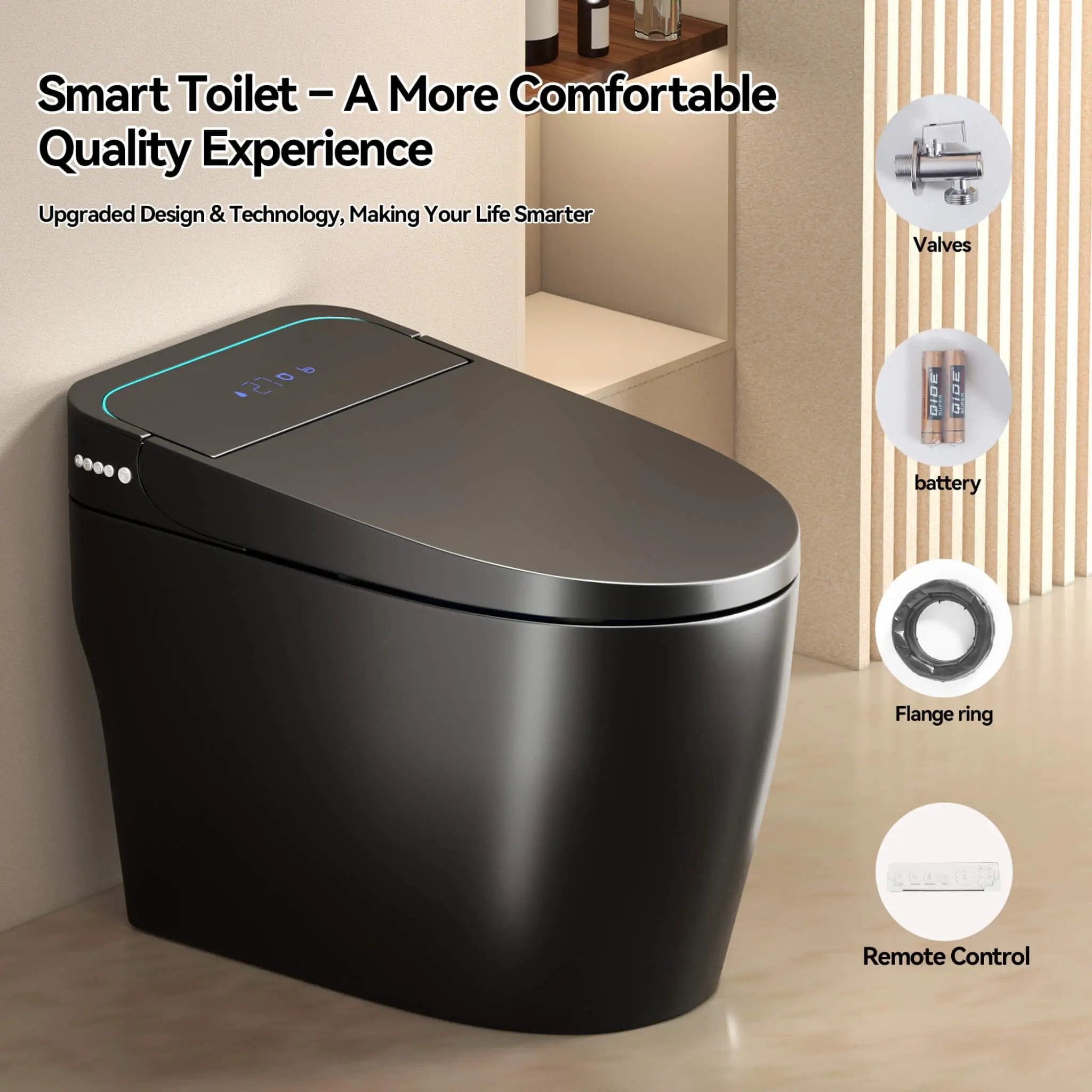 Nuvia Smart One-Piece Bidet Toilet With Auto Open/Close Seat And Dryer (SAK86135) by SAKSBY WHOLESALE