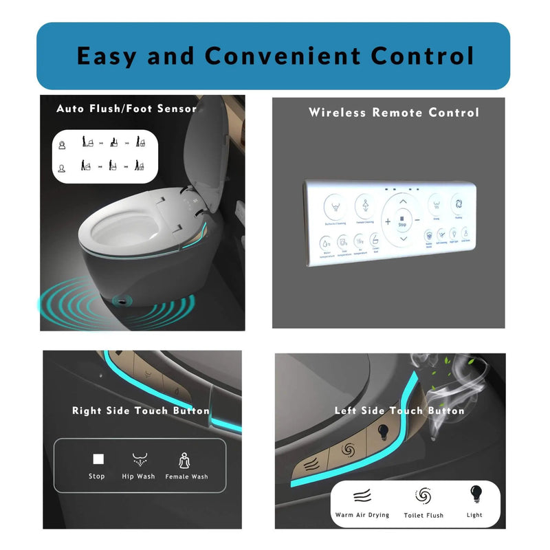 Nuvia Smart One-Piece Toilet With Bidet, Foot Sensor, LED Display And Dryer (SAK80112) by SAKSBY WHOLESALE