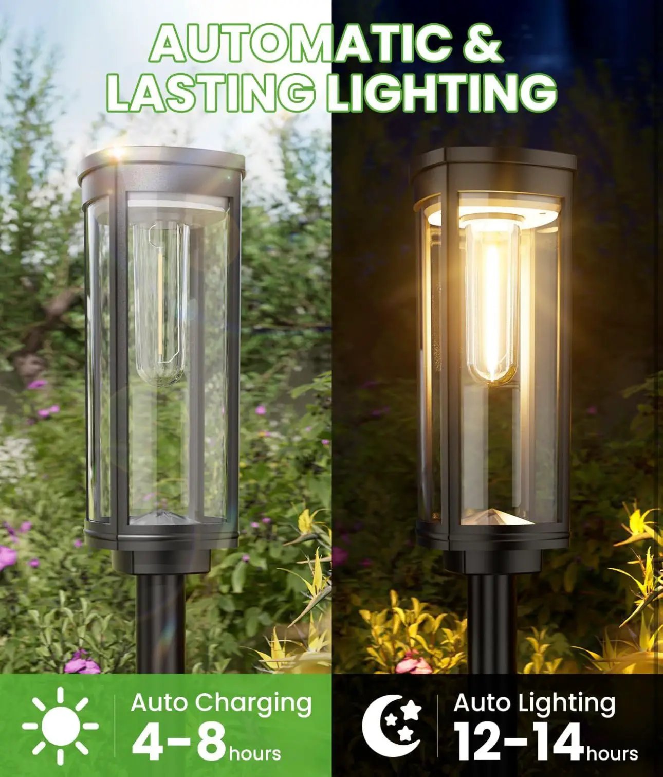 SmartYard 15 Lumen Bright Solar Lights Outdoor Pathway Lights Waterproof IP65, Auto On/Off 4 Pack by Outdoor Solar Outlet