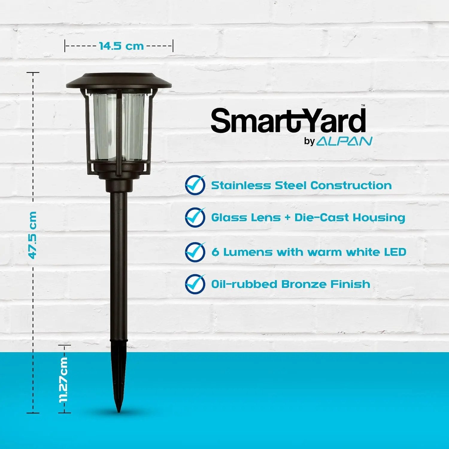 SmartYard 15-Lumen Solar Pathway Lights, Aluminum And Glass 6 Pack by Outdoor Solar Outlet
