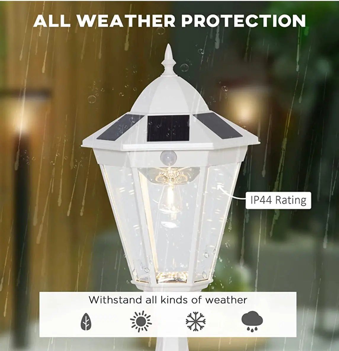 SmartYard 22" Solar Lamp Post Light, Outdoor Fixture with All Weather Aluminum, Motion Activated by Outdoor Solar Outlet