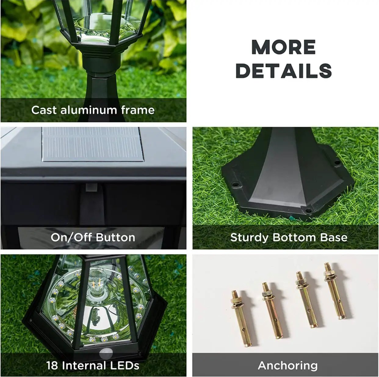 SmartYard 22" Solar Lamp Post Light, Outdoor Fixture with All Weather Aluminum, Motion Activated by Outdoor Solar Outlet