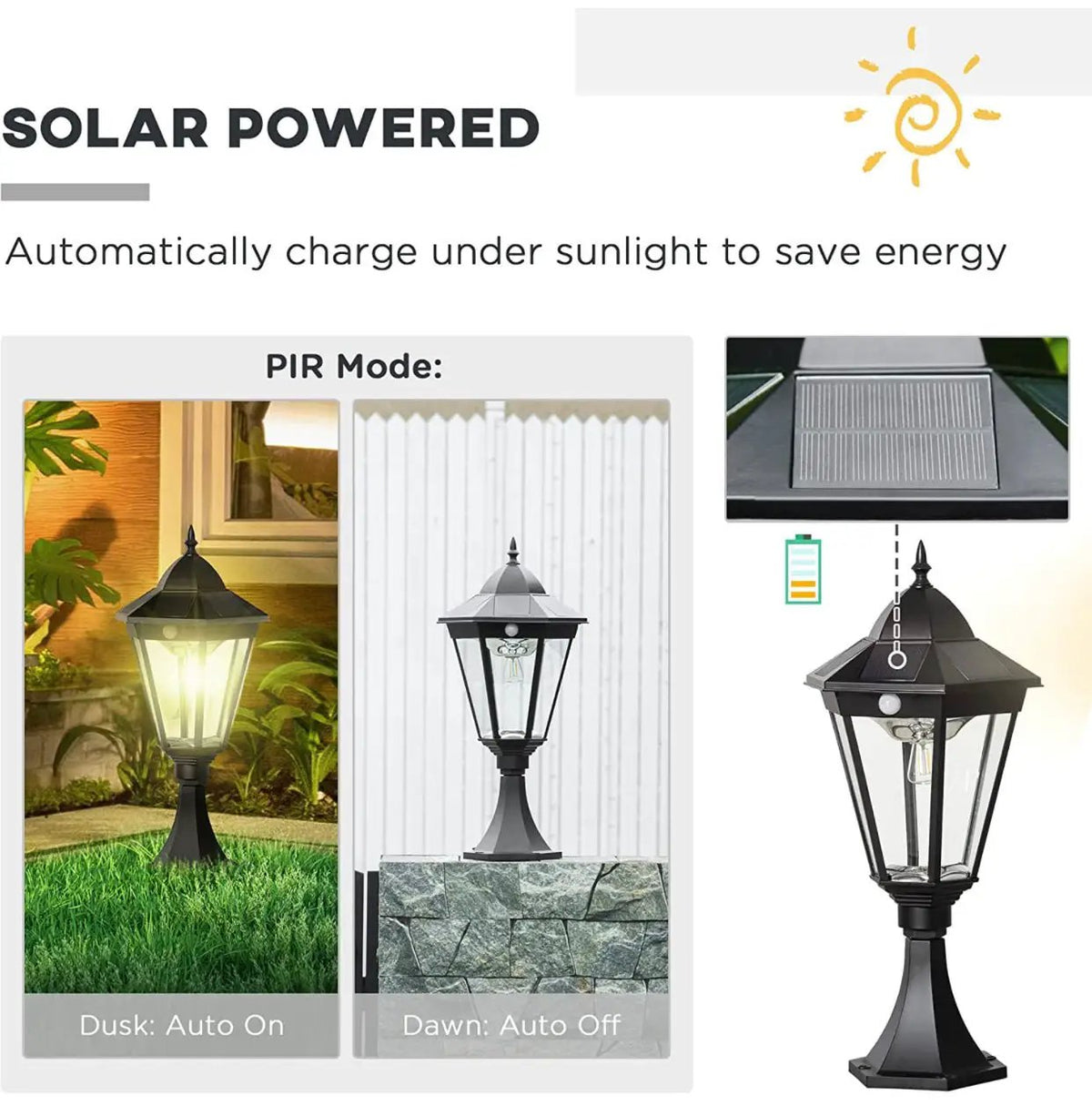 SmartYard 22" Solar Lamp Post Light, Outdoor Fixture with All Weather Aluminum, Motion Activated by Outdoor Solar Outlet