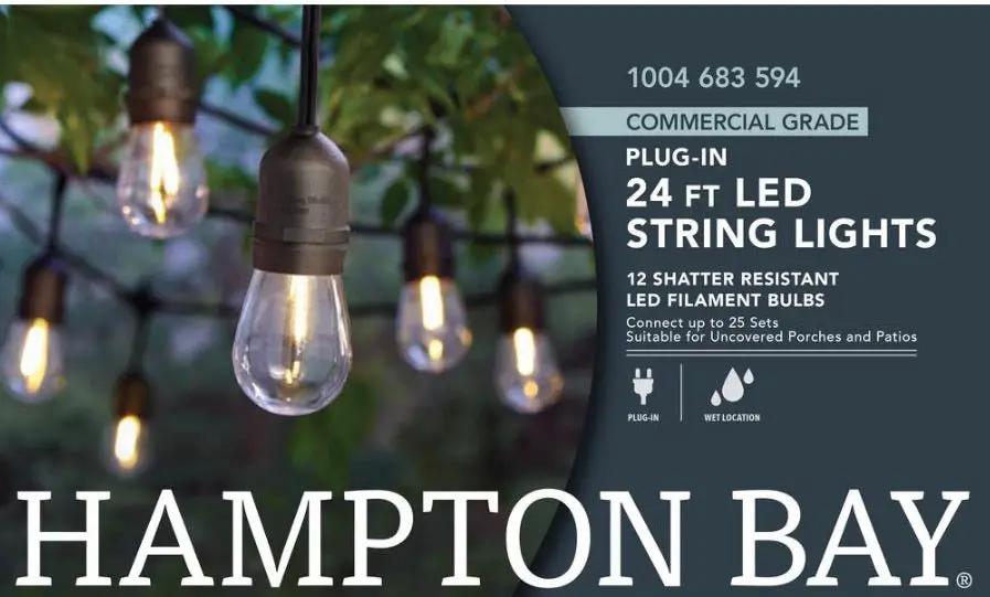 SmartYard 24 Ft. Waterproof LED String Light, 12 bulbs Plug-In by Outdoor Solar Outlet