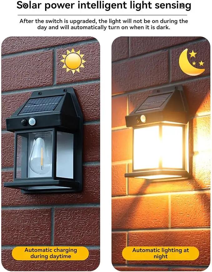 SmartYard 4 Pack Solar Sensor Motion Wall Lights Tungsten Lamps Exterior Porch Lanterns by Outdoor Solar Outlet