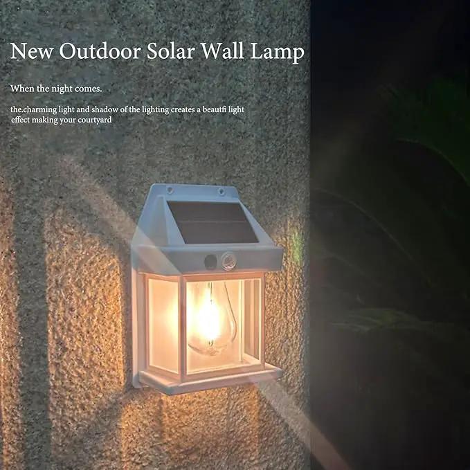 SmartYard 4 Pack Solar Sensor Motion Wall Lights Tungsten Lamps Exterior Porch Lanterns by Outdoor Solar Outlet
