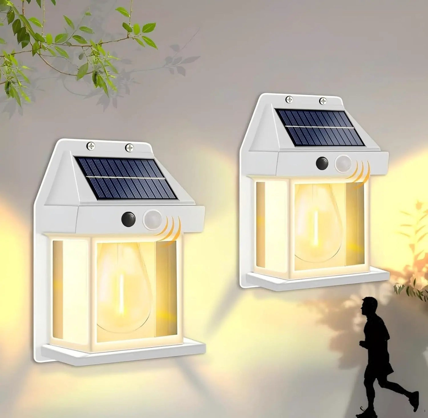 SmartYard 4 Pack Solar Sensor Motion Wall Lights Tungsten Lamps Exterior Porch Lanterns by Outdoor Solar Outlet