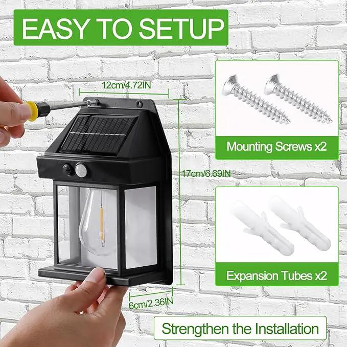 SmartYard 4 Pack Solar Sensor Motion Wall Lights Tungsten Lamps Exterior Porch Lanterns by Outdoor Solar Outlet