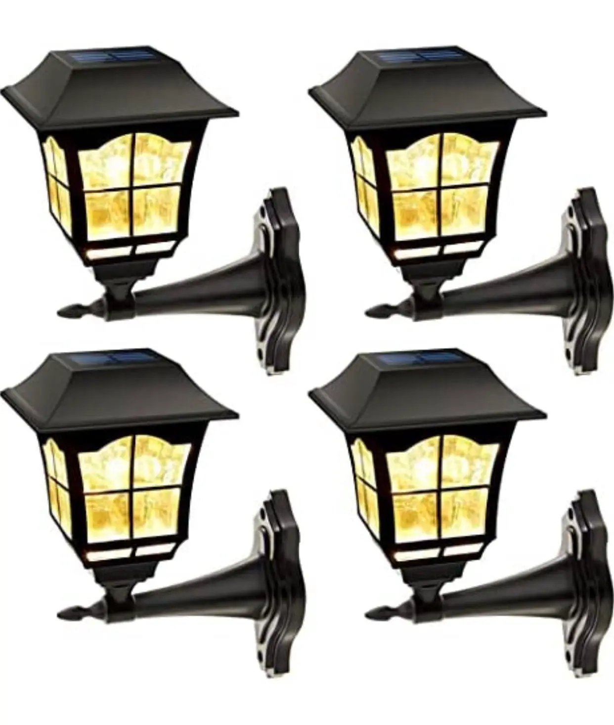 SmartYard 4 Pack Solar Wall Lantern Outdoor Wall Sconce 15 Lumens Solar Outdoor Christmas Led Light Fixture with Wall Mount Kit by Outdoor Solar Outlet