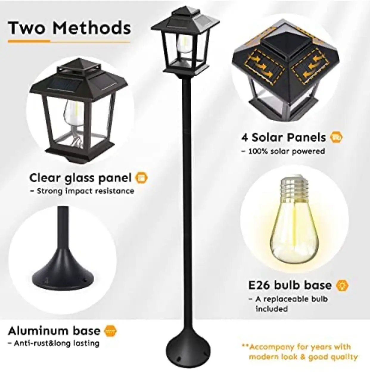 SmartYard 63" Solar Lamp Post Lights Outdoor 2 Pack ,Aluminum Floor Lamp,Waterproof Solar Powered Street Lights for Garden Warm White by Outdoor Solar Outlet