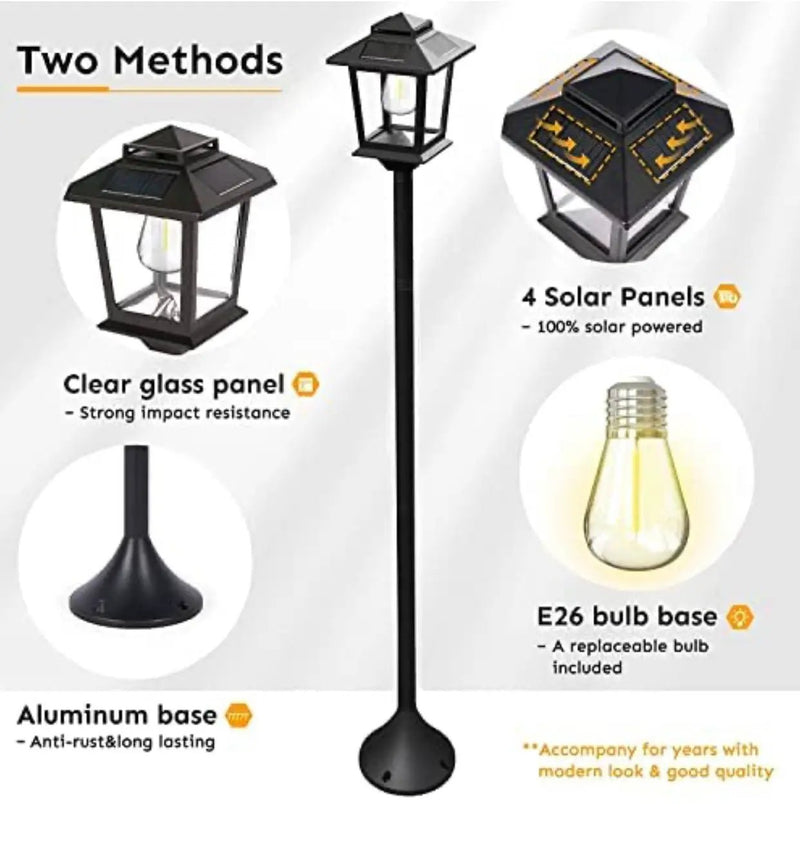 SmartYard 63" Solar Lamp Post Lights Outdoor 2 Pack ,Aluminum Floor Lamp,Waterproof Solar Powered Street Lights for Garden Warm White by Outdoor Solar Outlet