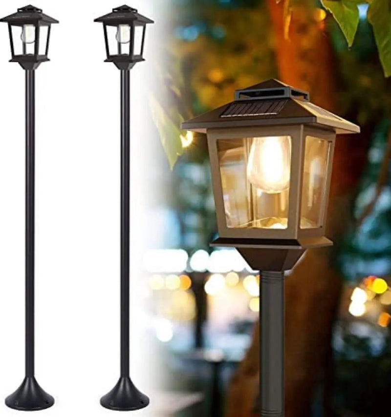 SmartYard 63" Solar Lamp Post Lights Outdoor 2 Pack ,Aluminum Floor Lamp,Waterproof Solar Powered Street Lights for Garden Warm White by Outdoor Solar Outlet