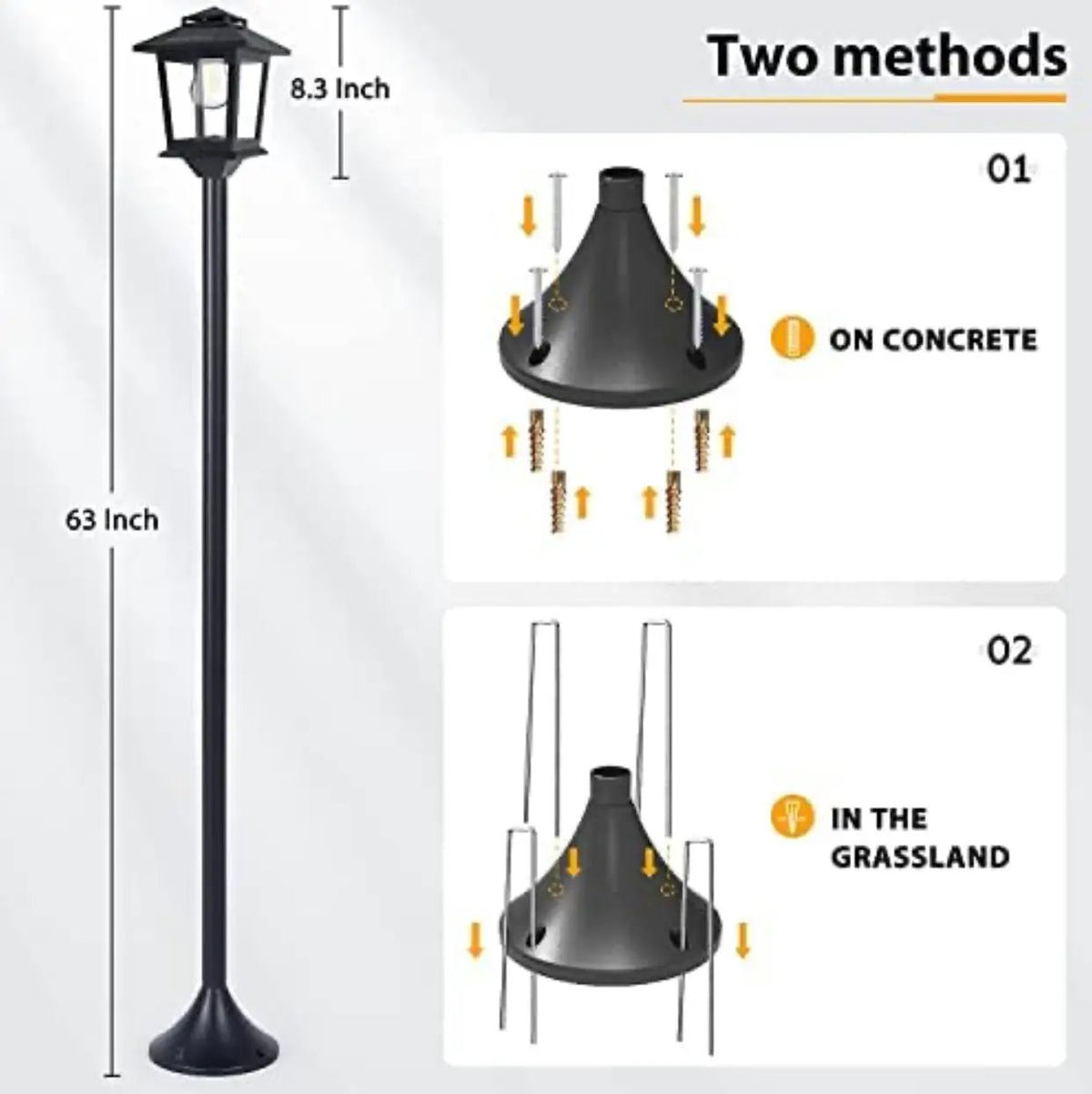 SmartYard 63" Solar Lamp Post Lights Outdoor 2 Pack ,Aluminum Floor Lamp,Waterproof Solar Powered Street Lights for Garden Warm White by Outdoor Solar Outlet