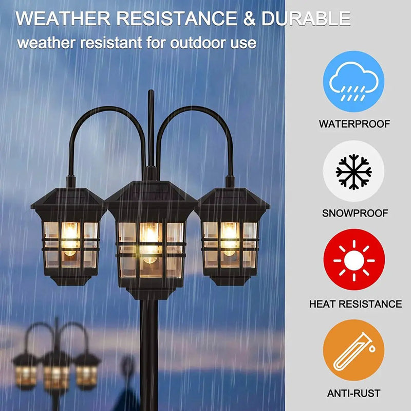 SmartYard 74.8“ Outdoor Lamp Post Lights Solar Powered,3-Head Waterproof Street Lights 60 lumens by Outdoor Solar Outlet